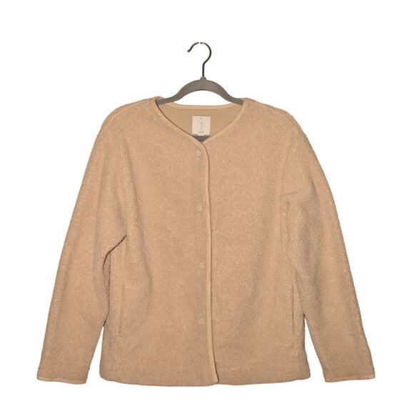 JOIE $278 Beige Teddy Sherpa‎ Jacket Snap Front Long Sleeve XS - Picture 1 of 4